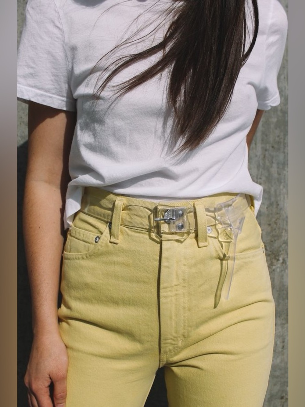 Agolde Pinch Waist High Rise Jeans Lemon Yellow Size 26 - Picture 2 of 16